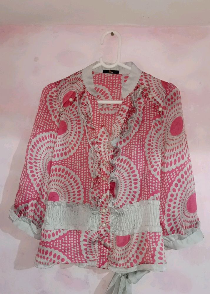 Women Pink &amp; Grey Top