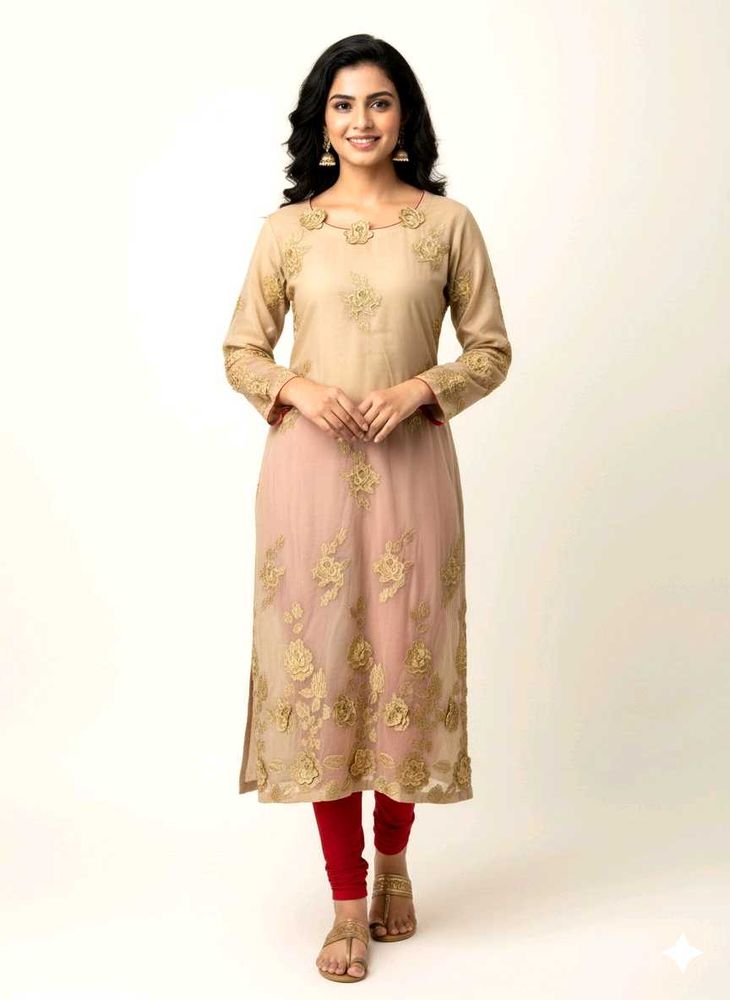 golden partywear kurta with churidar