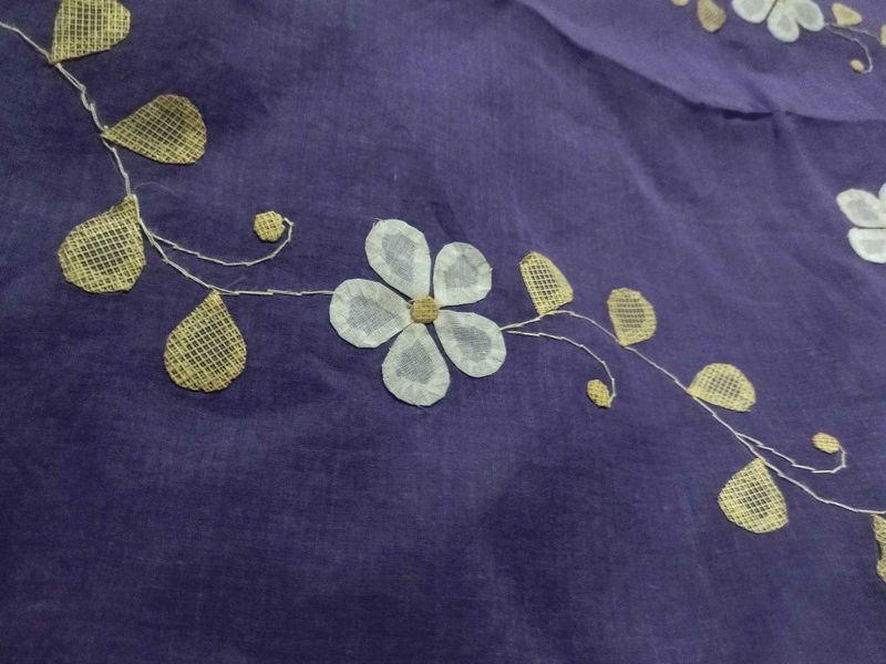 Orcandy Apilc Work Purple Floral Embroidered Fabri