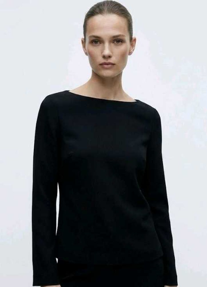 new women Elegant Black Long Sleeve Top