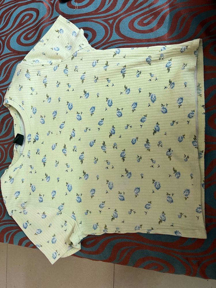 Floral Ribbed Crop Top