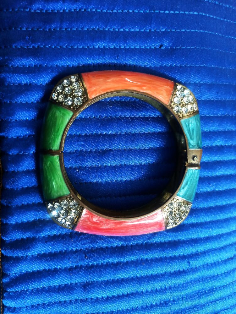 Openable Square Multi Colour Diamond Studded Bracelet For Women.