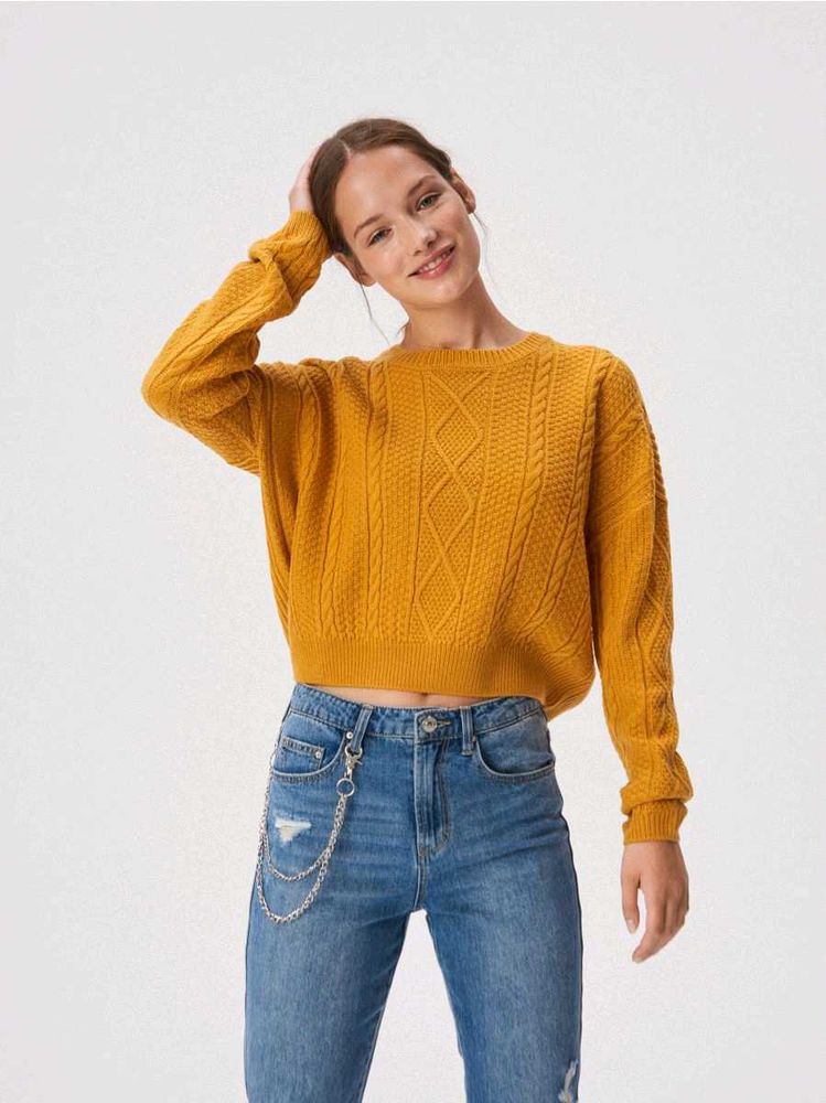Mustard Knit Cropped Sweater 💛