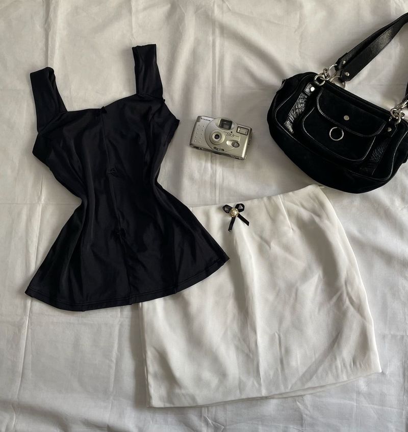 Classy Ribbon Top And Skirt Set