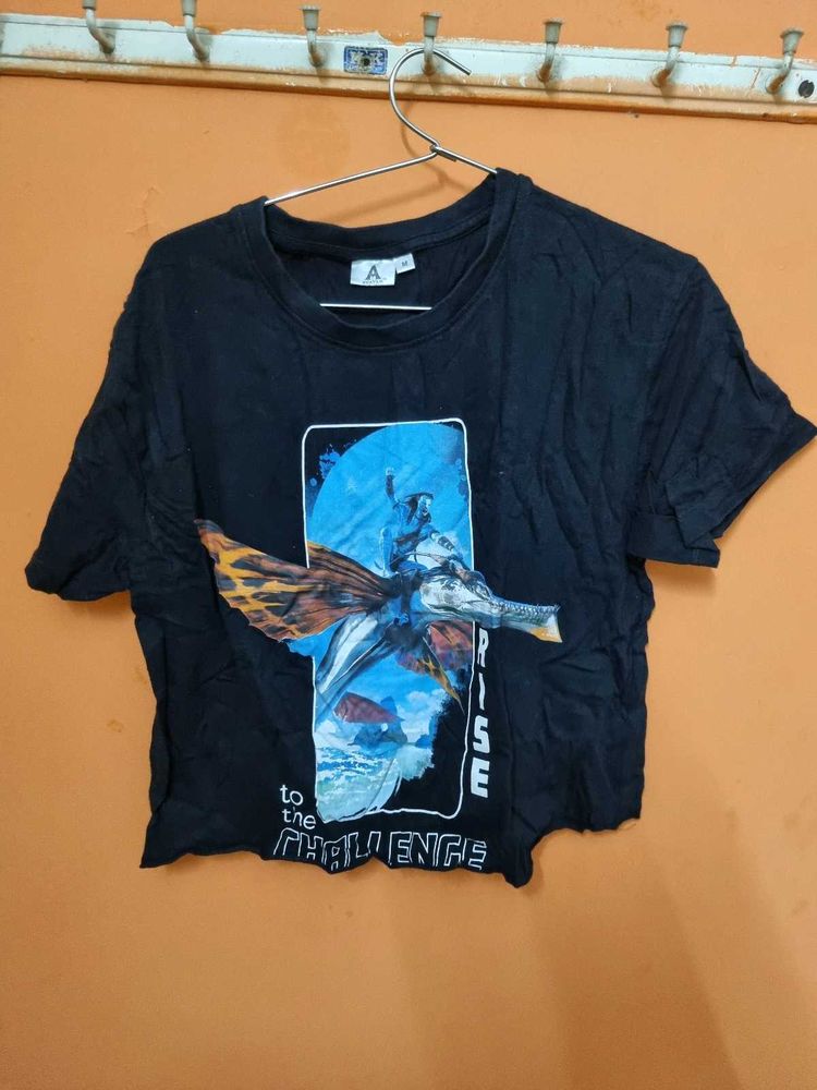 Black &#34; Rise to the Challenges&#34;Crop Top
