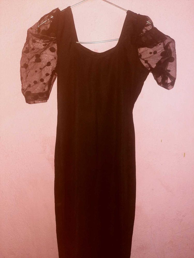Black Polka Dot Sleeve Dress
