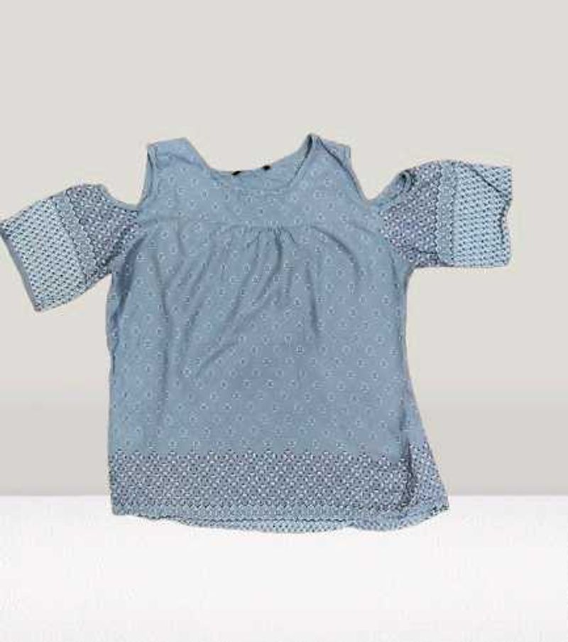Blue Cold Shoulder Top