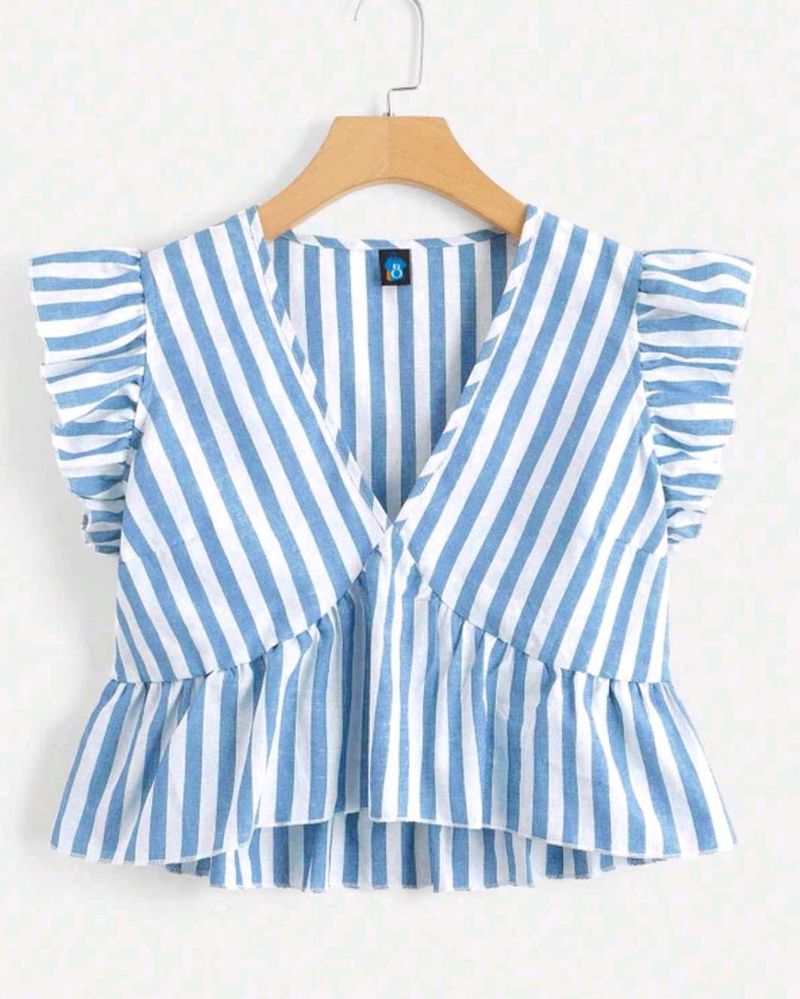 Striped Ruffle Peplum Top