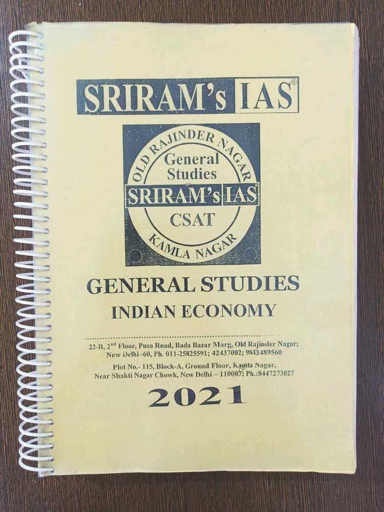 UPSC book Sriram&#39;s IAS Indian Economy 2021