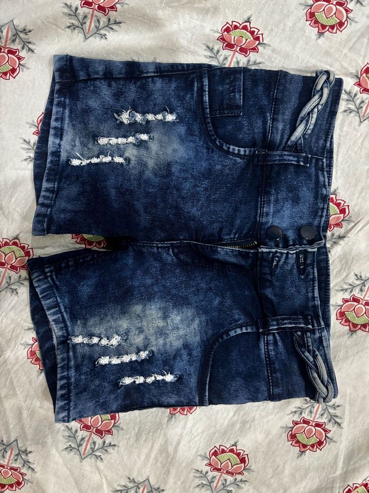 Distressed Denim Shorts