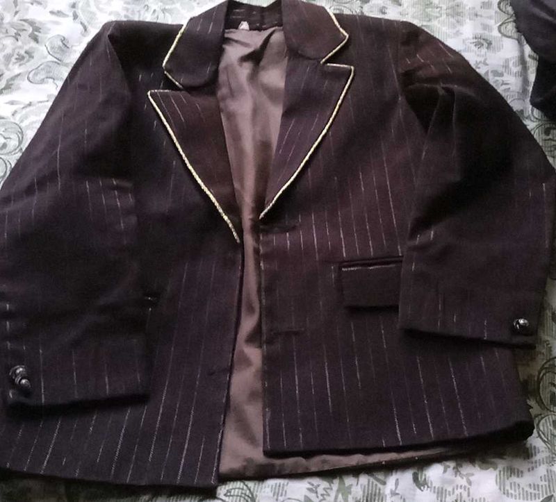 Striped Blazer with Gold Trim