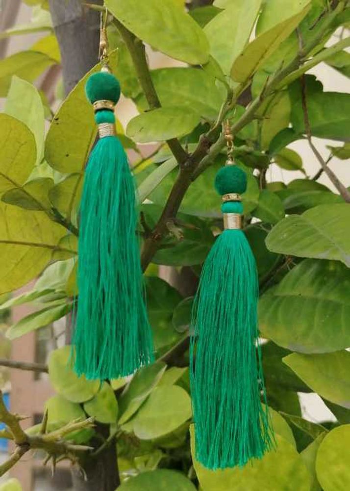 Green Tassel Earrings