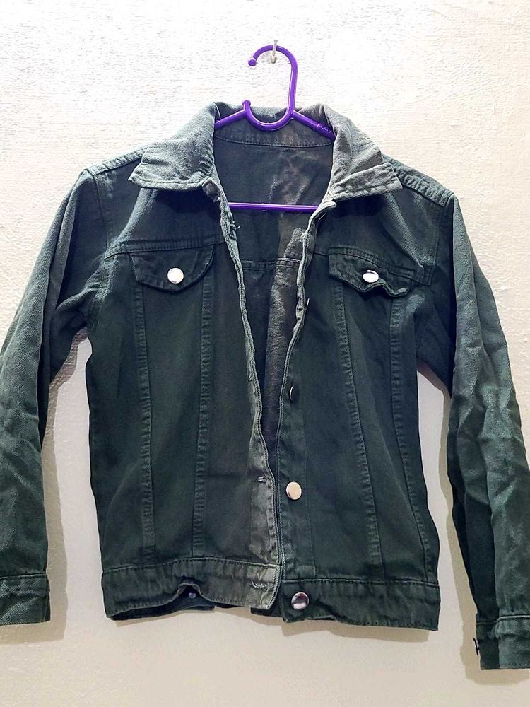 Olive Color Denim Jacket