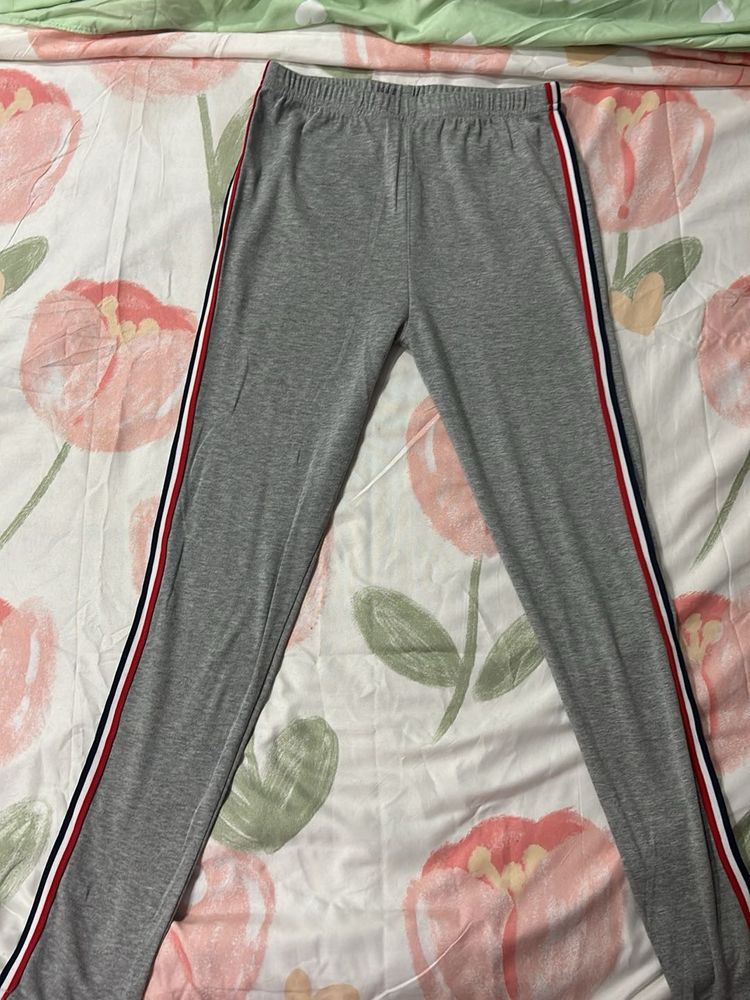 Gray Striped Leggings