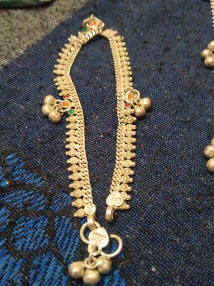 Vintage Silver Anklets 91.1%purity Of Gram