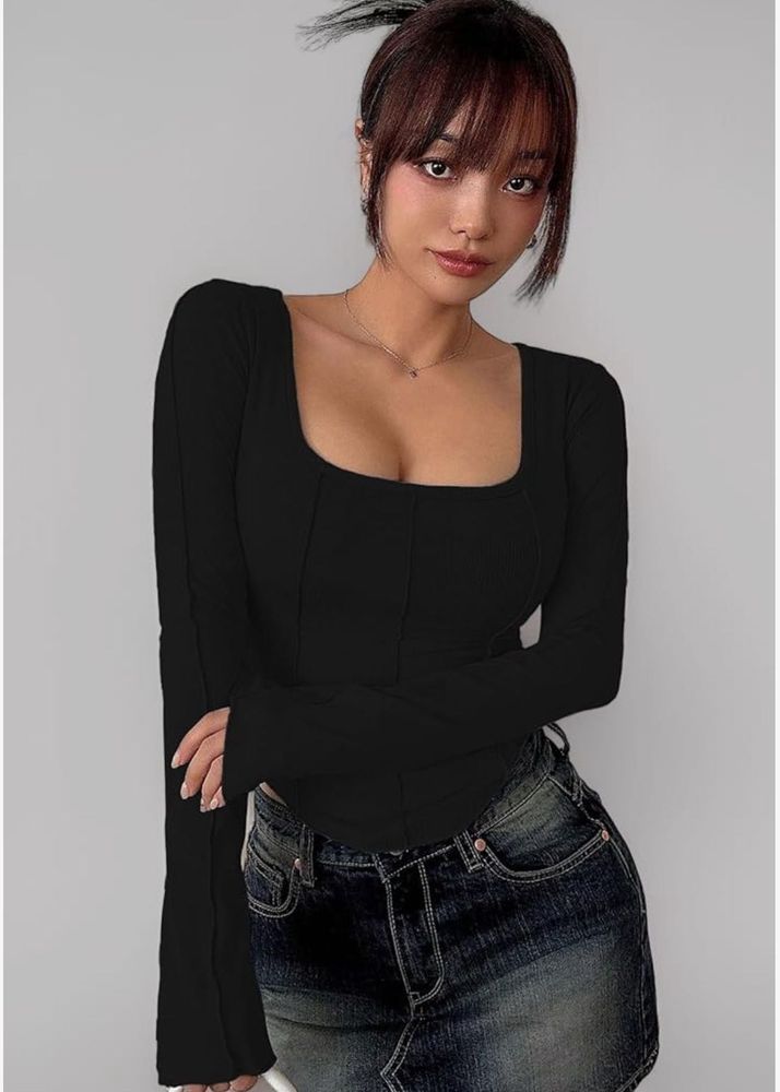 Square Neck Top (Black)