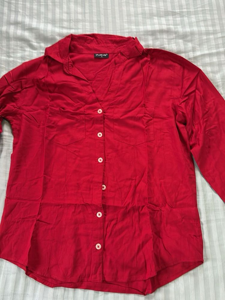 Red Button-Up Top