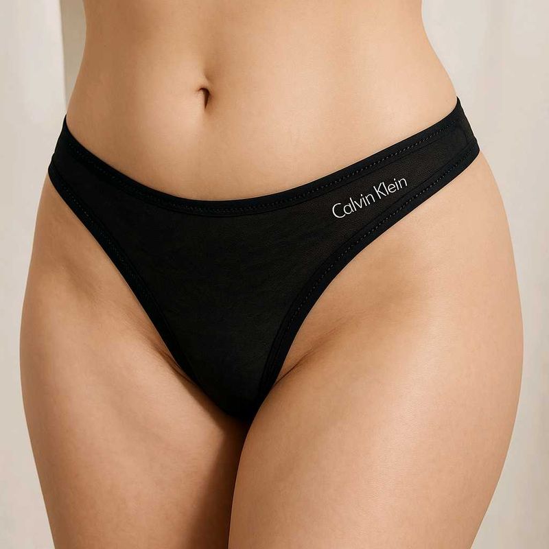 Calvin Klein Black Mesh Thong Panty – Size S