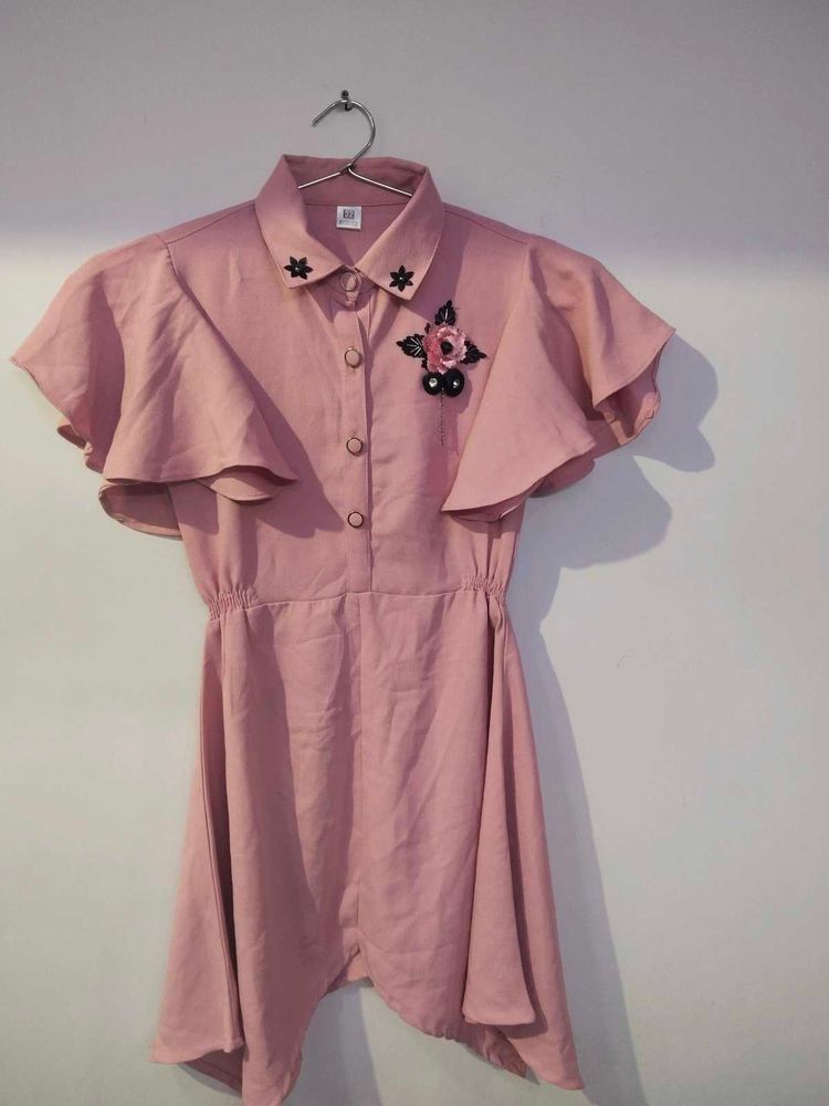 Pink Ruffle Sleeve Dress