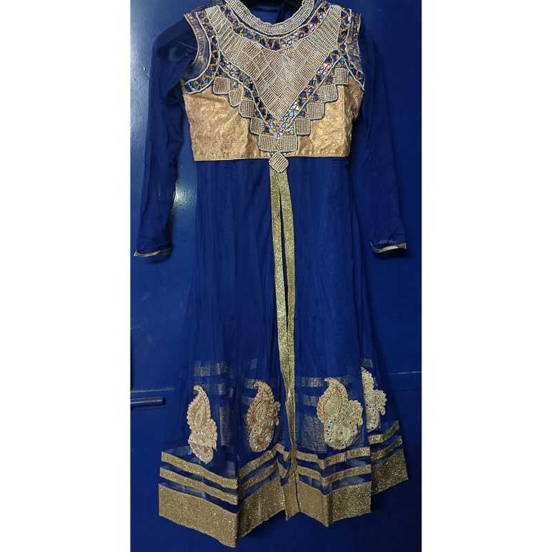 Beautiful Navy Blue Party Wear Dress With Gown With Skirt And Dupatta Set