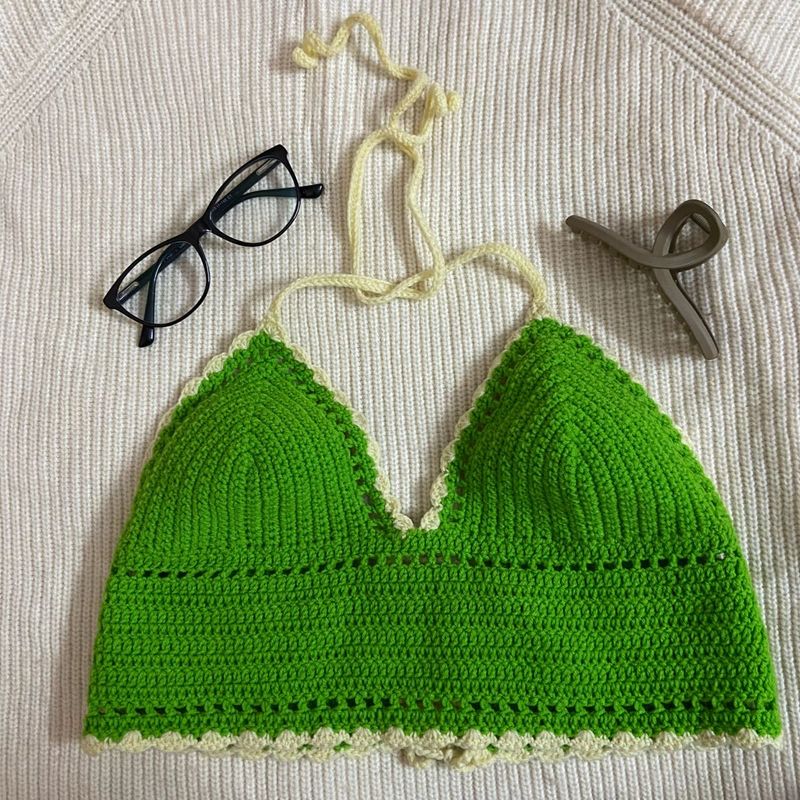 Crochet Halter Top - Green