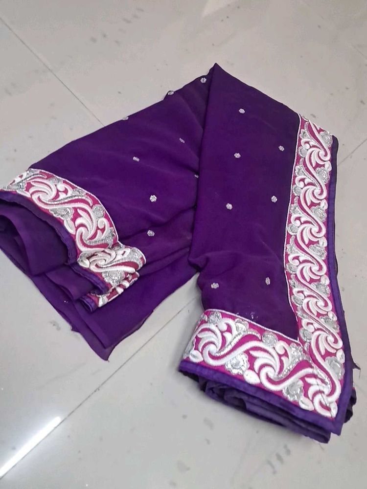 Elegant Purple Embroidered Saree