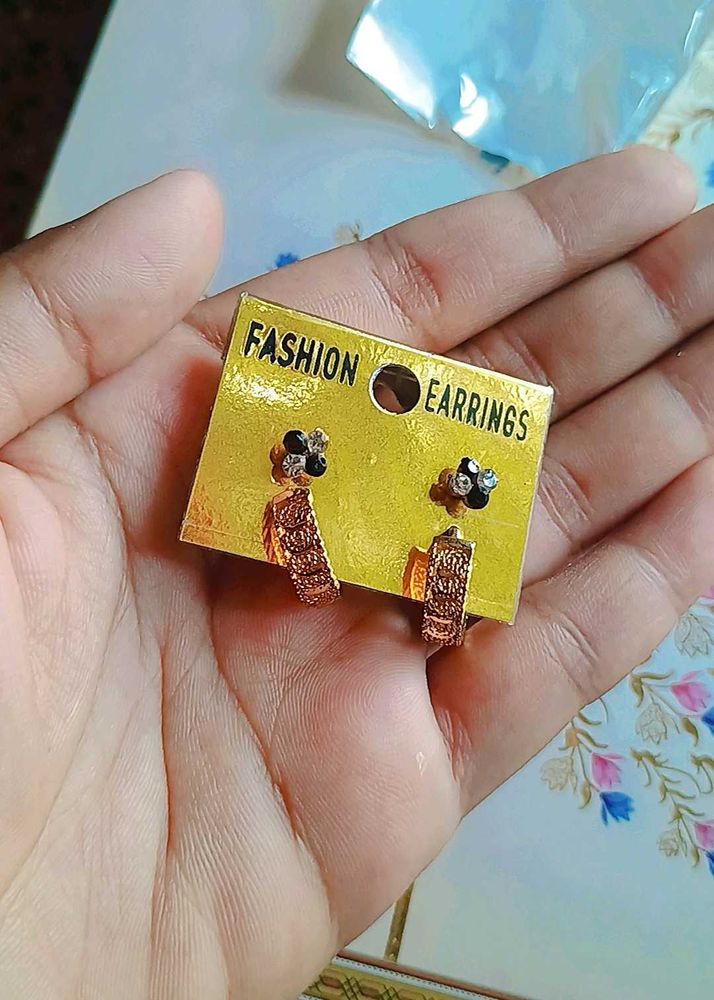 Gold Plated Studs And Earrings (COMBO)