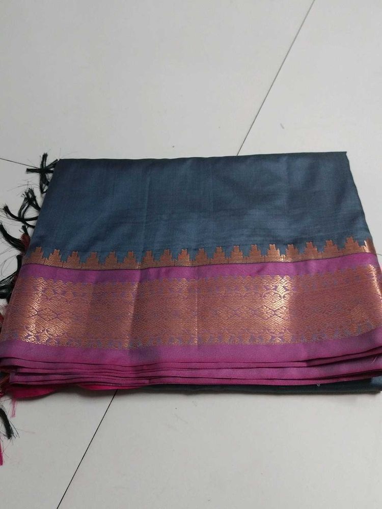 Dark cement soft silk saree