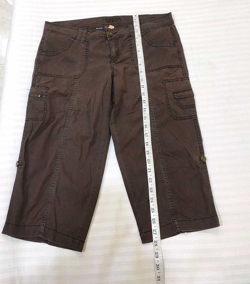 Brown Cargo Capri Pants