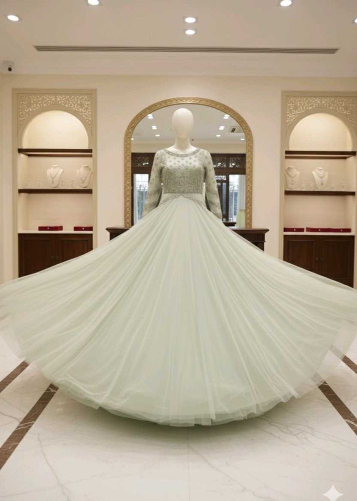 Designer Pastel Heavy Full Flare Net Gown