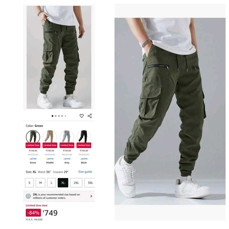 💥BRAND New Lymio Men&#39;s Regular Fit Low Rise Cargo