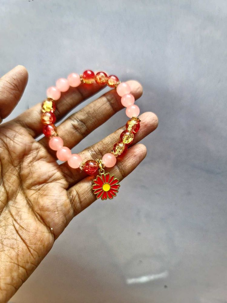 Beads Bracelet With Flower Charm