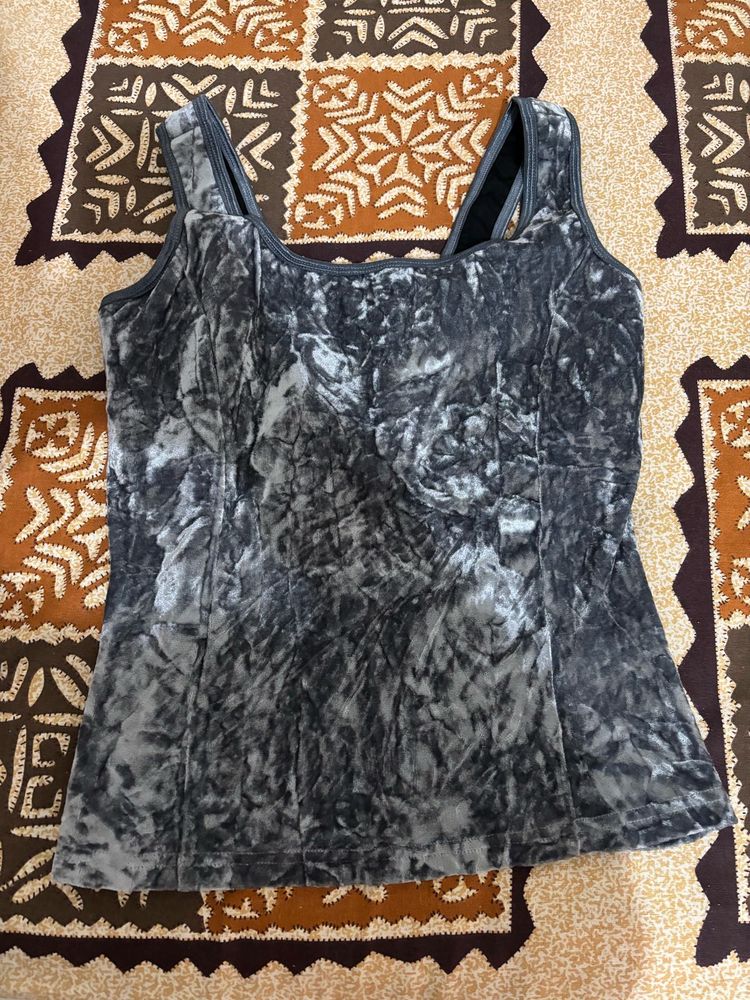 Gray Velvet Tank Top