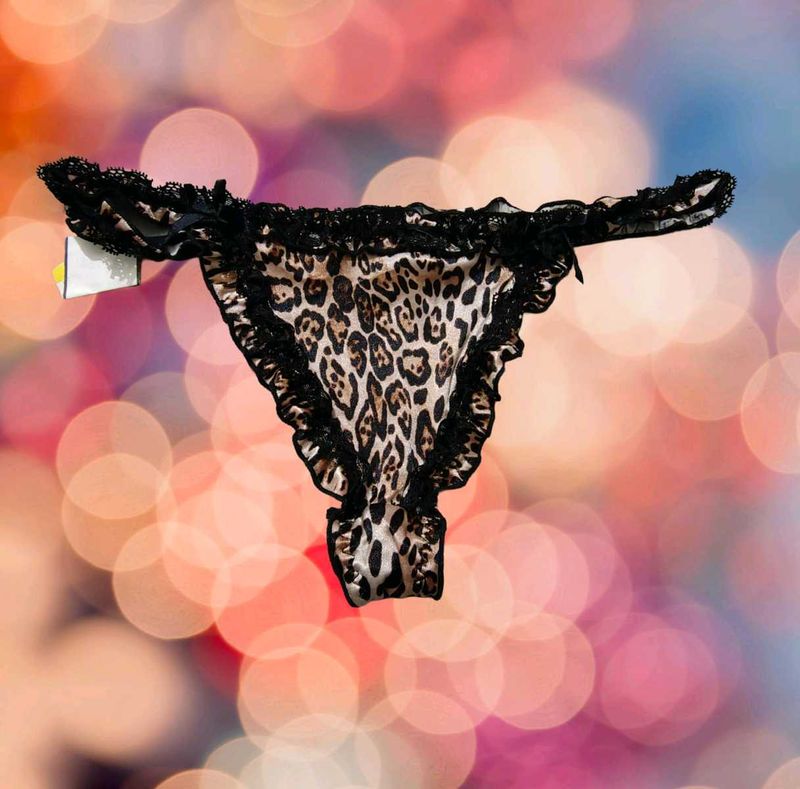 Leopard Print Lace Thong