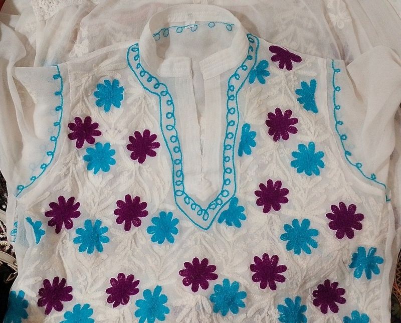 White Georgette Kurta With Dupatta ! 🤍