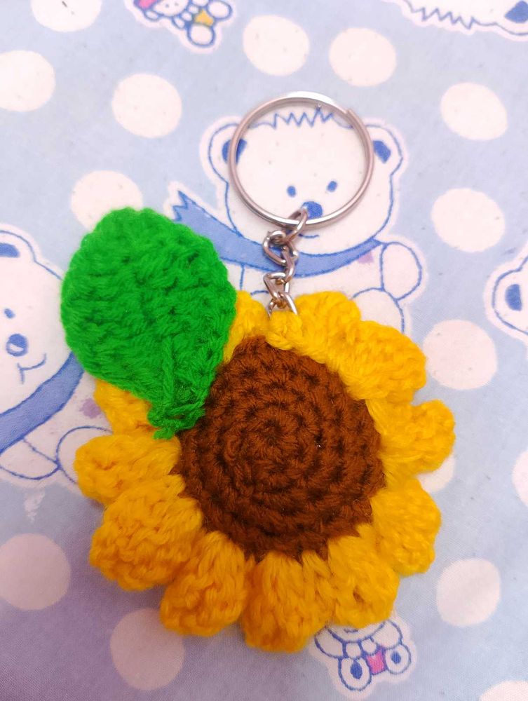 Crochet Sunflower Keychain