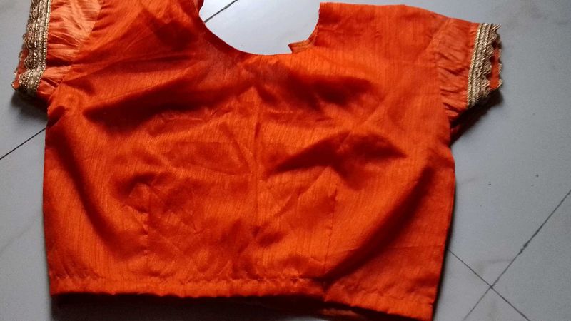 Orange Readymade Saree Blouse