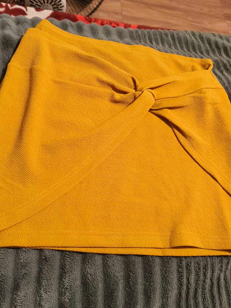 Mustard Knot Mini Skirt
