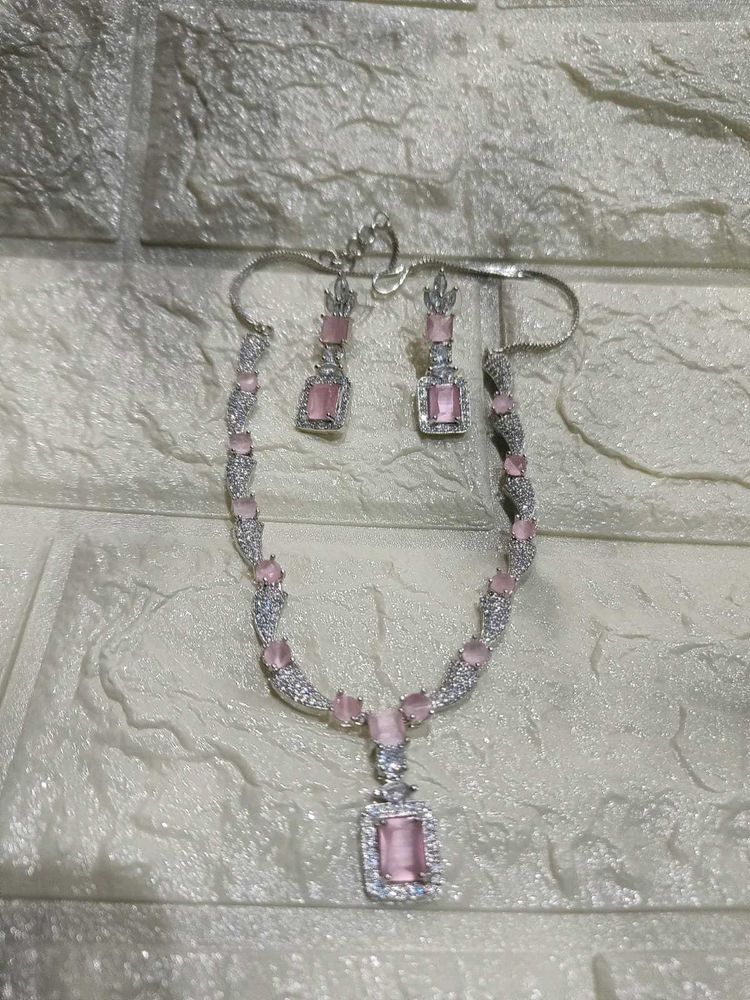 Silver-Plated &amp; AD Studded Jewellery Set