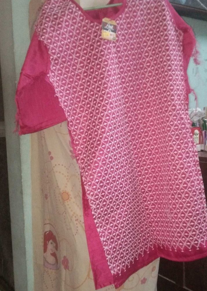 Pink Embroidered Kurti