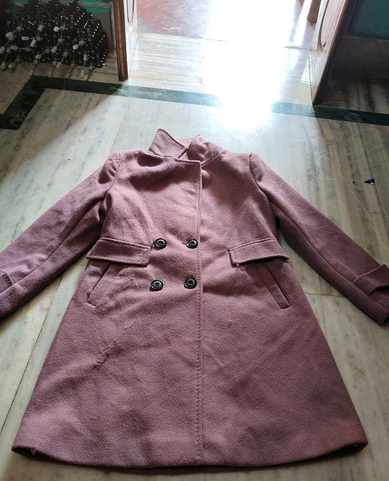 Elegant Mauve Double-Breasted Coat