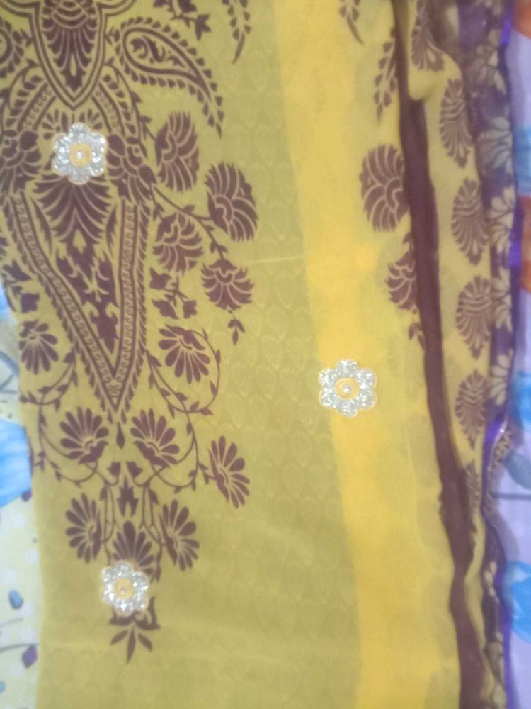 Yellow and Brown Saree