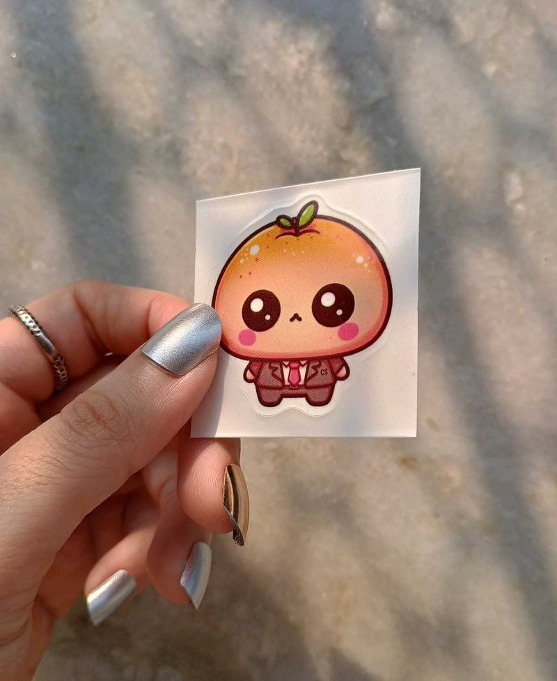 Cute Sulky Orange stickers - Set Of 5 Pcs