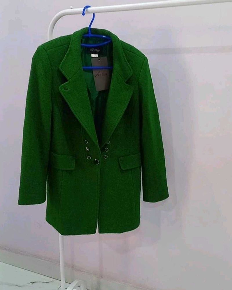 Classy &amp; cool Unisex Green Wool Blend Coat