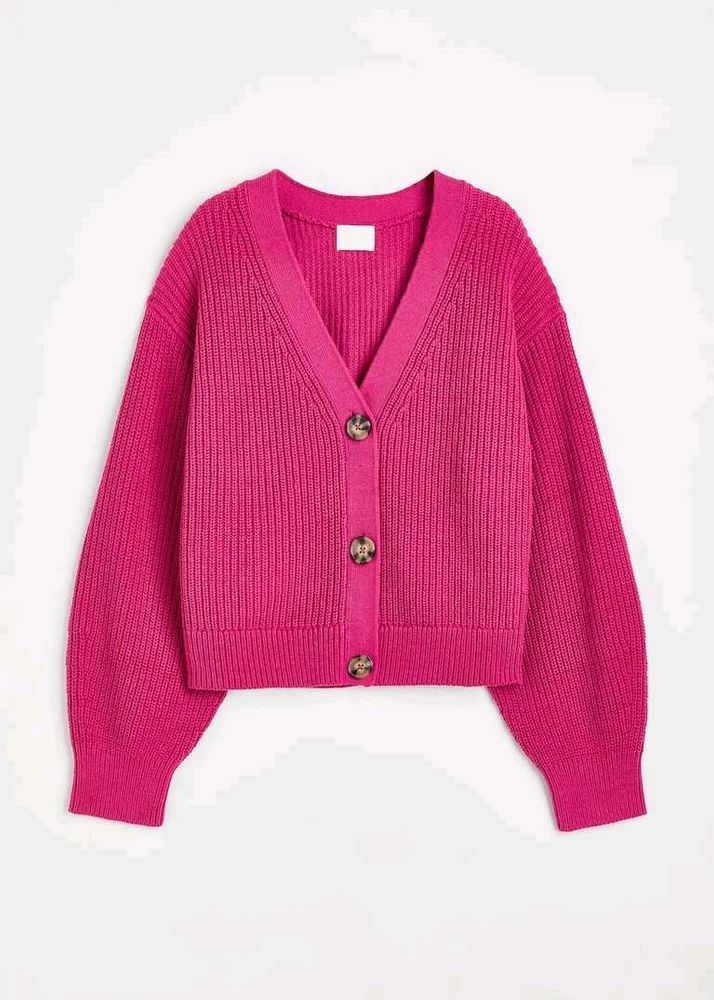 Hot Pink Button-Down Cardigan