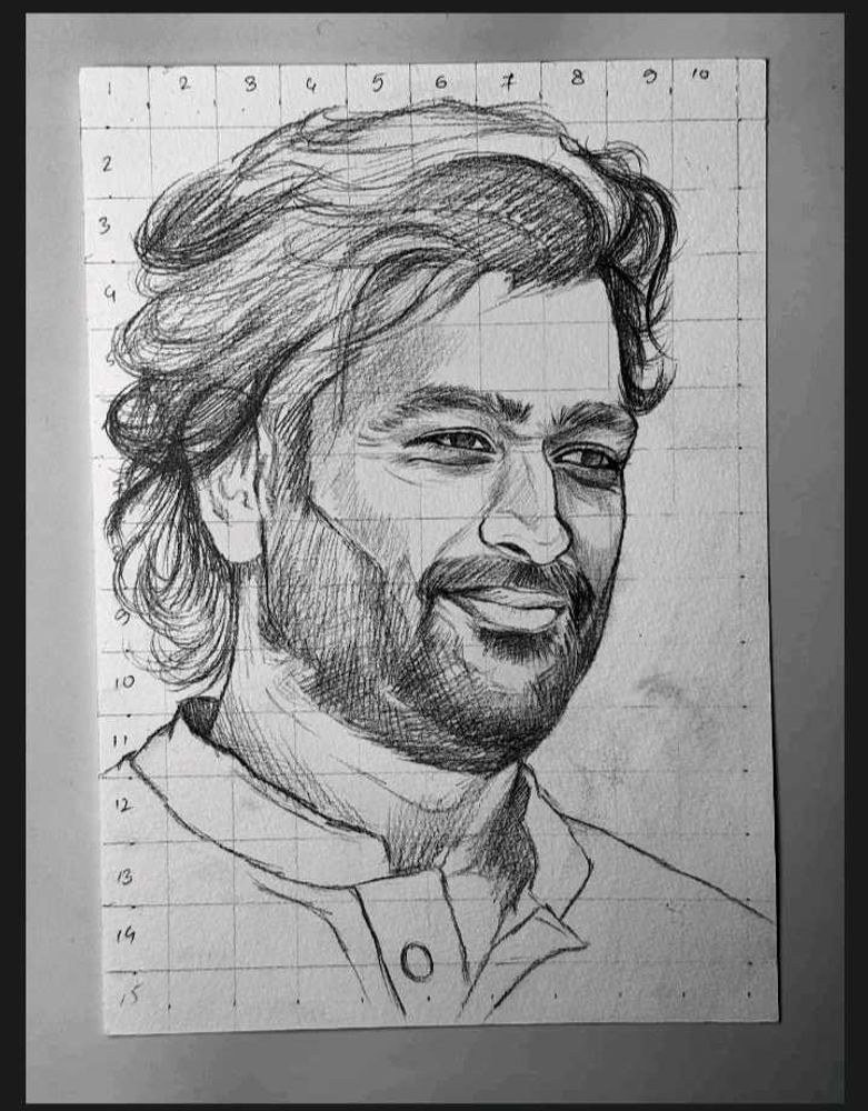 Ms Dhoni  Outline Drawing