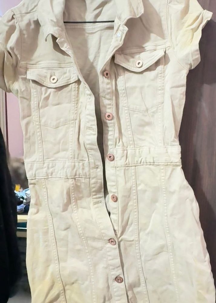 Cute Beige Shirt Dress