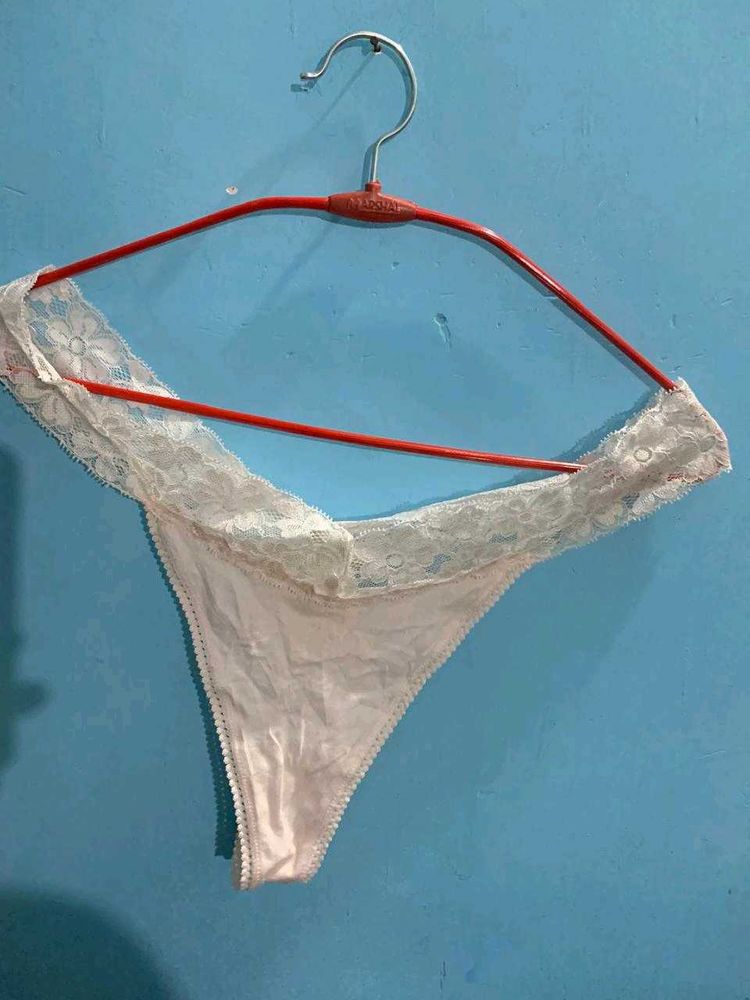 branded Lace Trim Thong