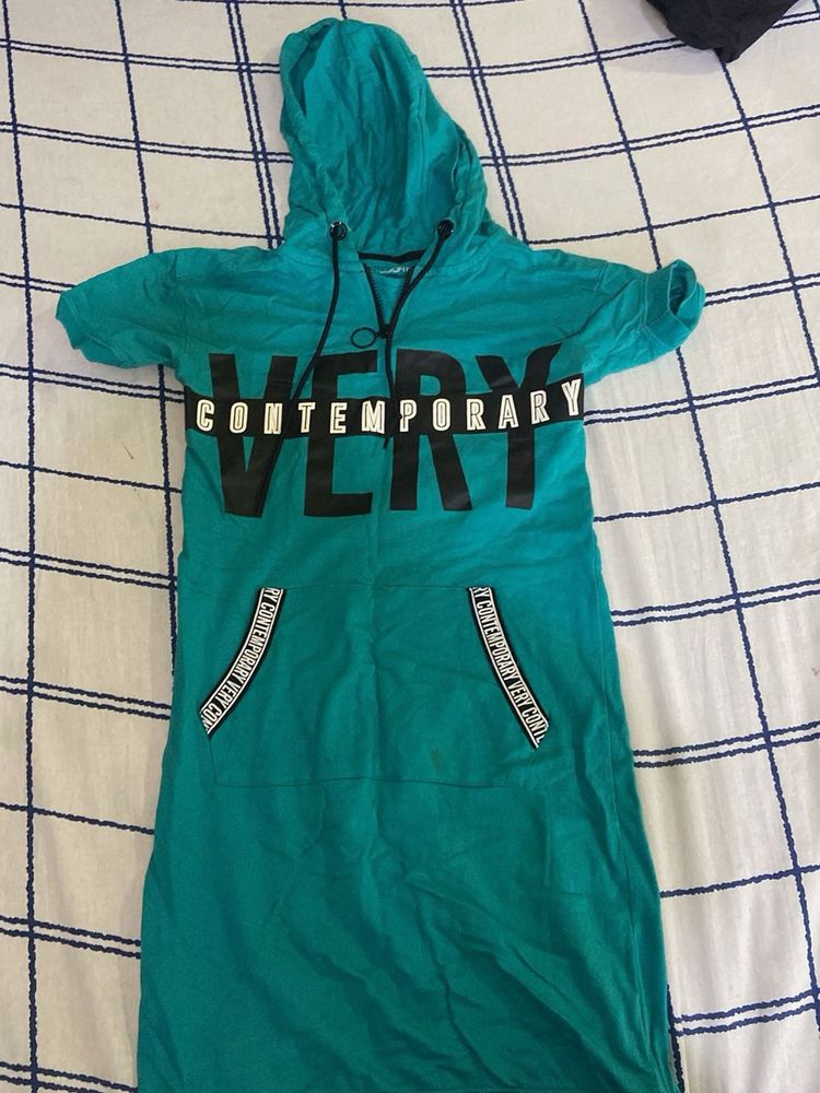 Turquoise Hoodie Dress