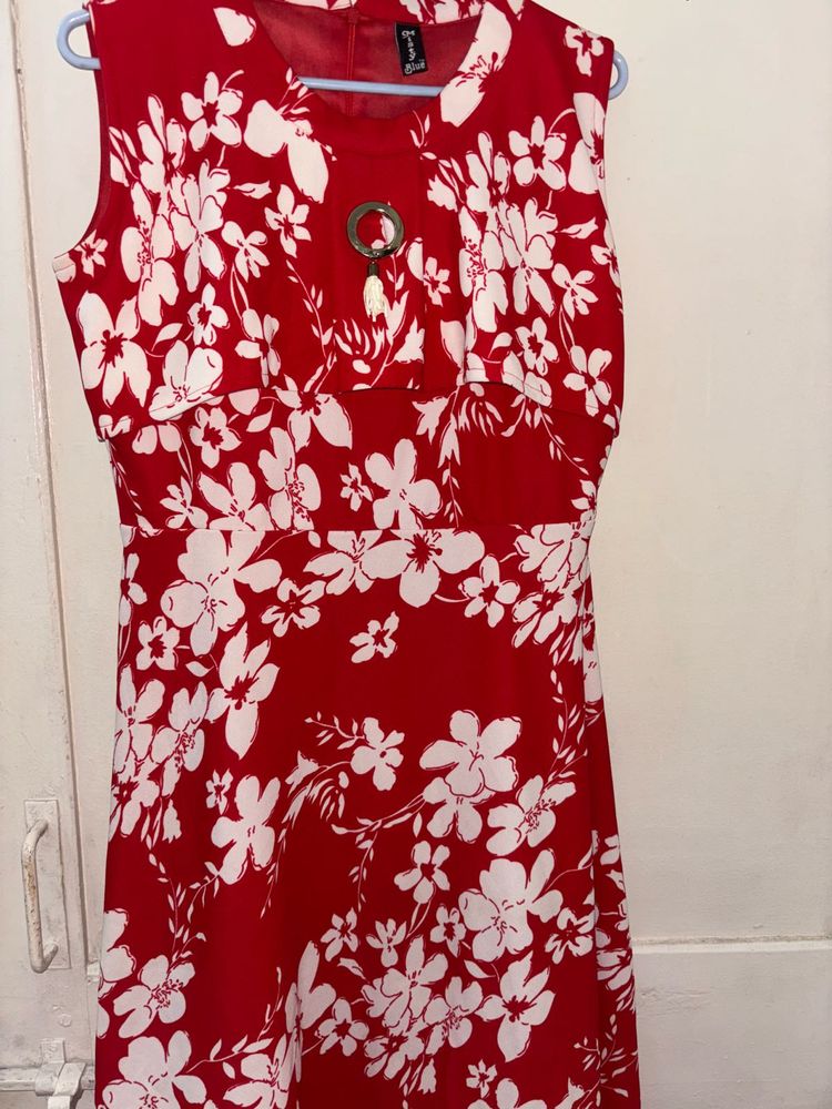 Floral Red Dress
